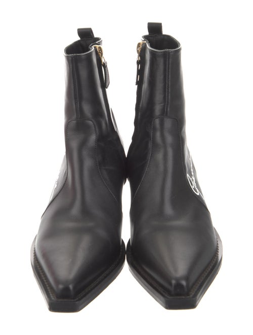 Versace Leather Graphic Print Chelsea Boots