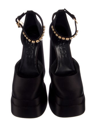Versace Satin Crystal Embellishments D'Orsay Pumps