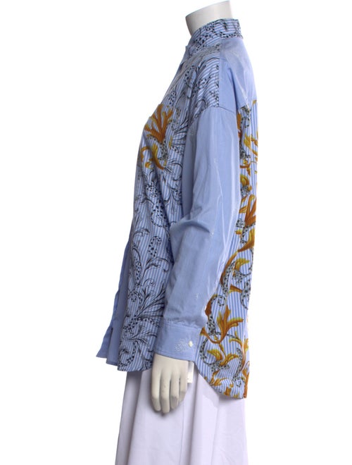 Versace Printed Long Sleeve Button-Up Top
