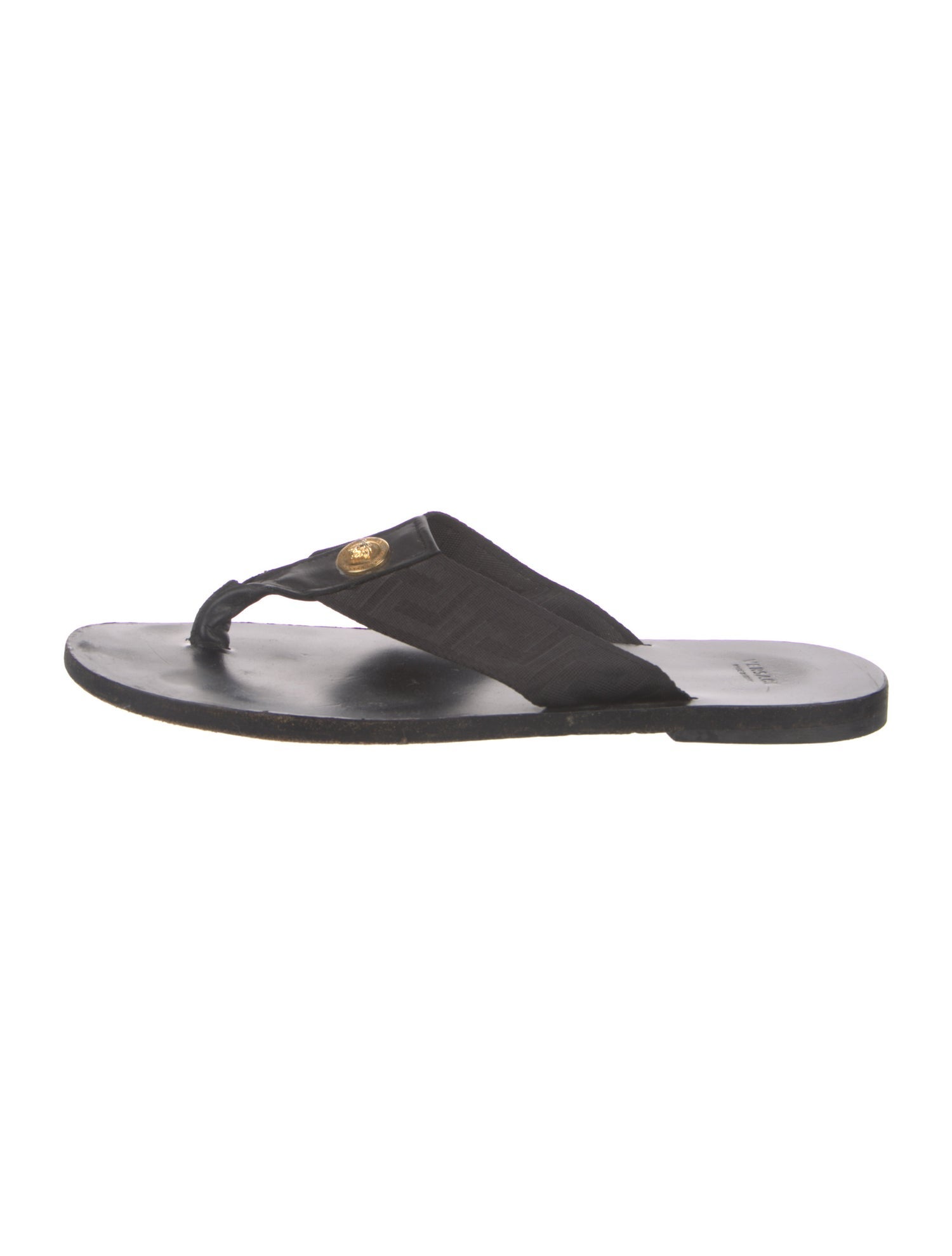 Versace Medusa Insignia Leather Flip Flops
