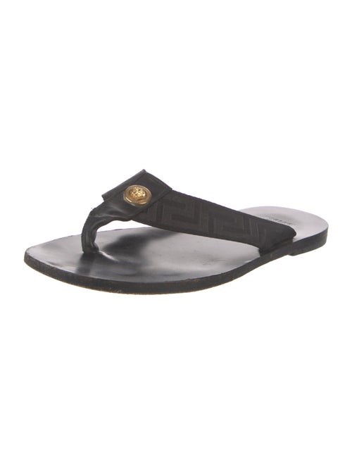 Versace Medusa Insignia Leather Flip Flops