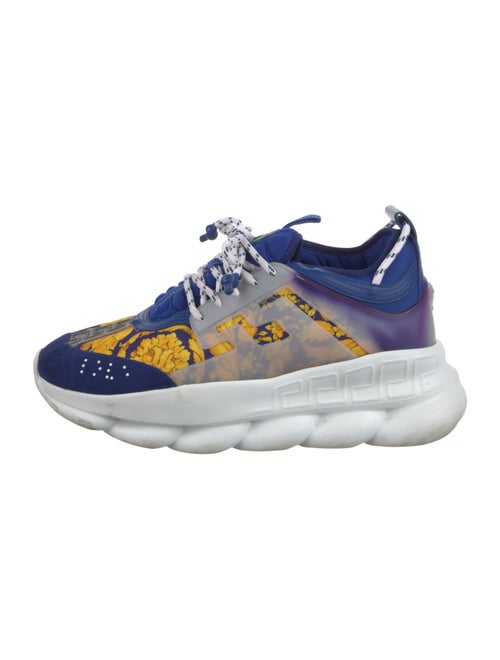Versace Leather Floral Print Sneakers