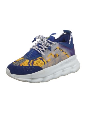 Versace Leather Floral Print Sneakers