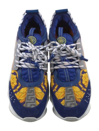 Versace Leather Floral Print Sneakers