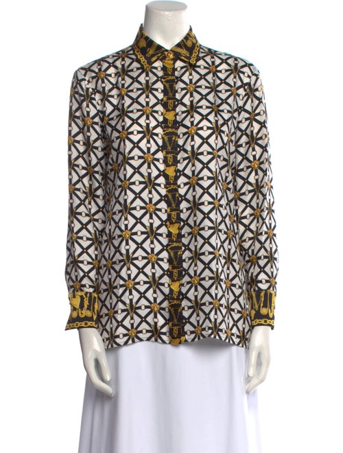 Versace Silk Printed Button-Up Top