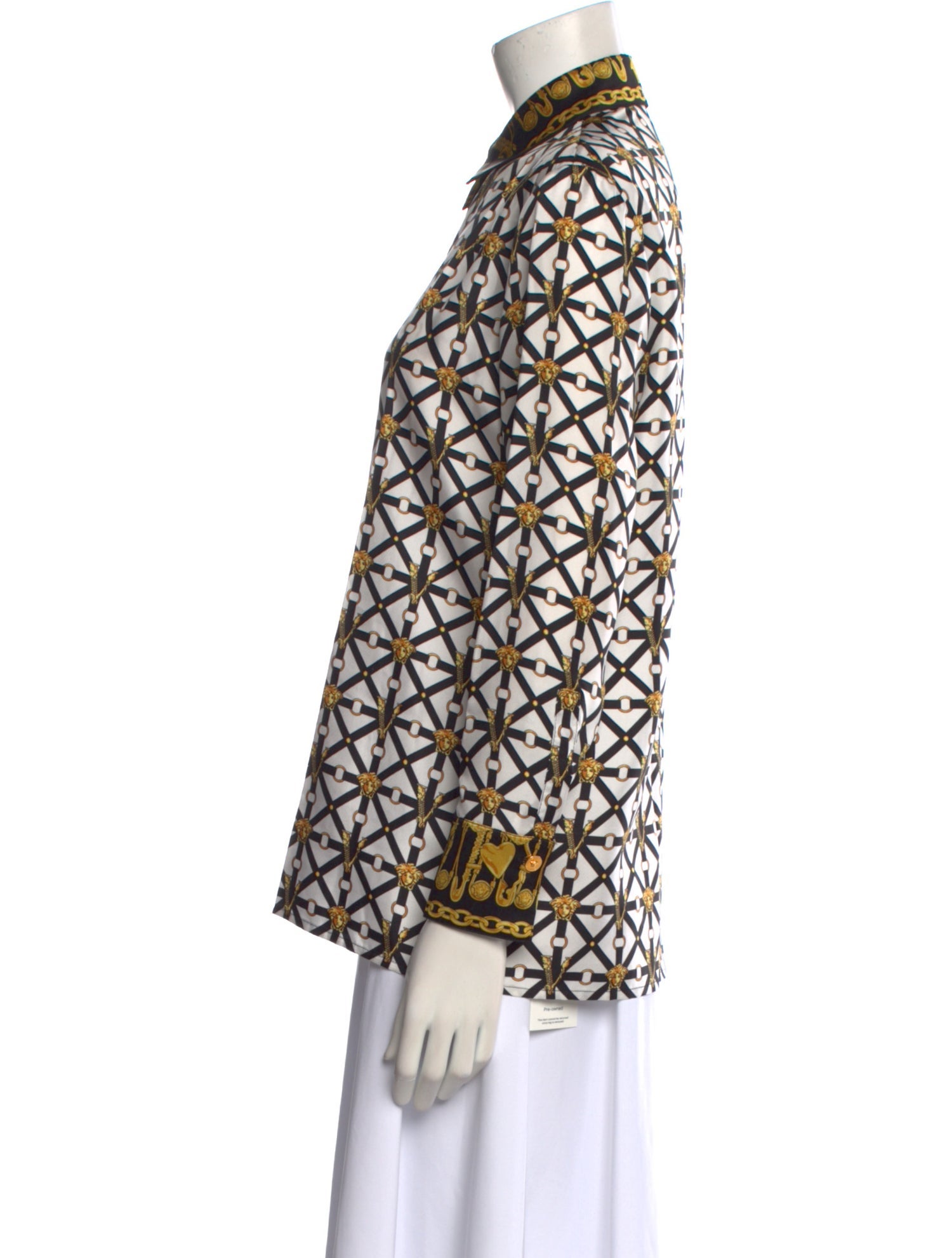 Versace Silk Printed Button-Up Top
