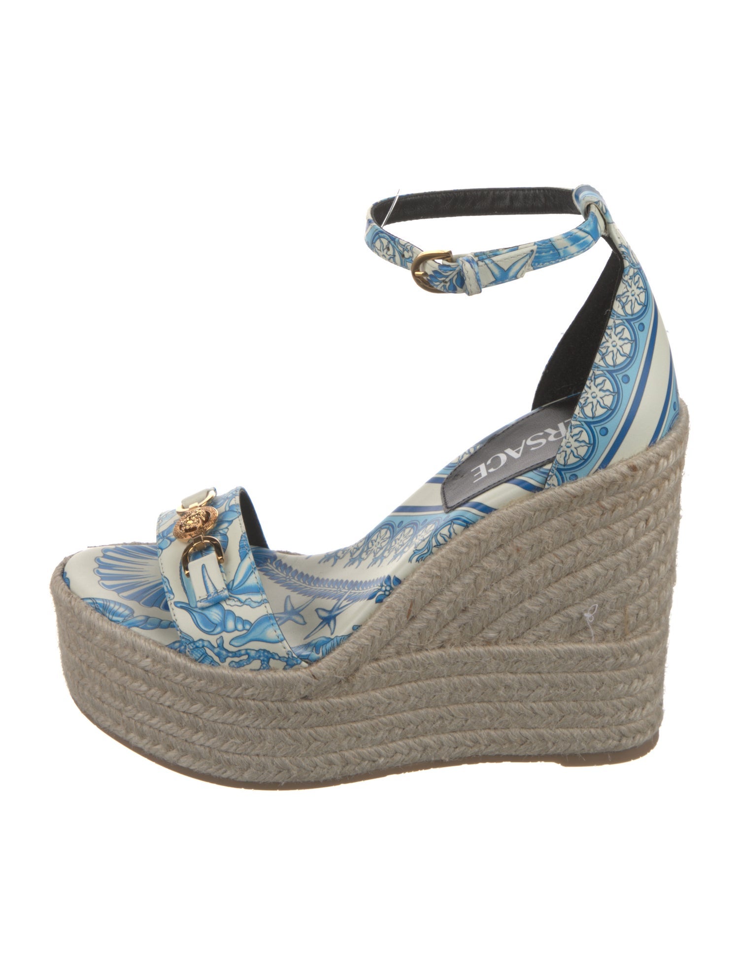 Versace Leather Printed Espadrilles