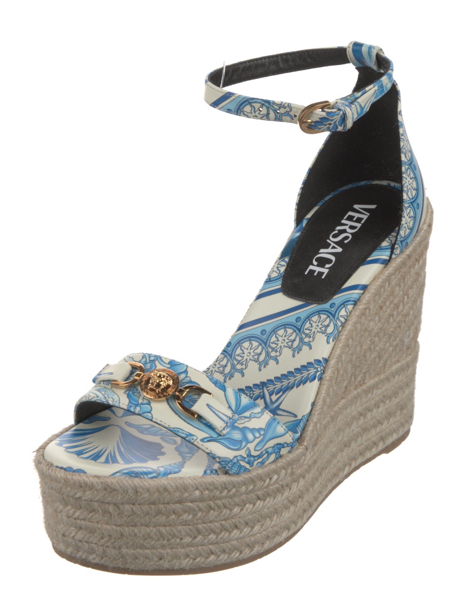Versace Leather Printed Espadrilles