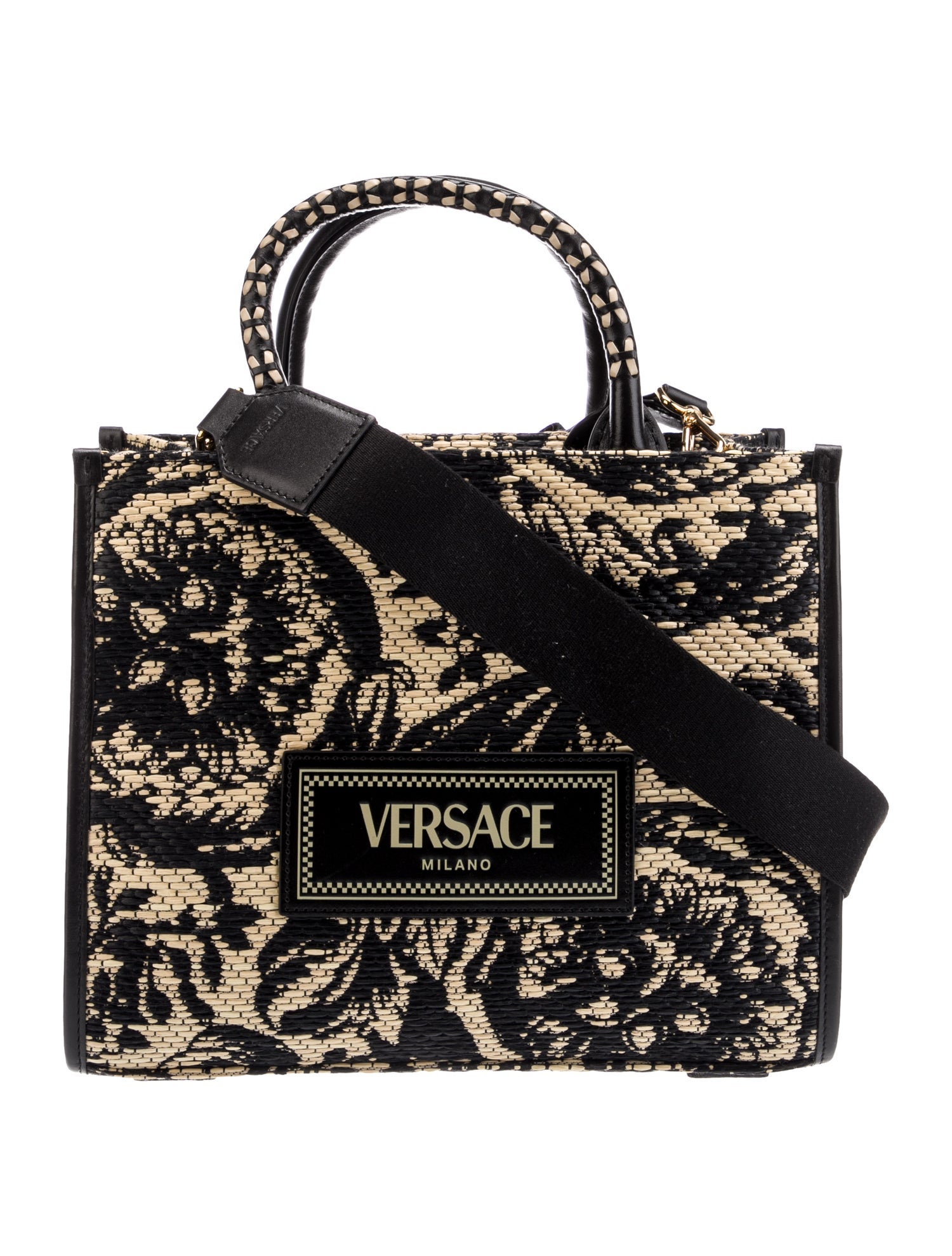 Versace Raffia Top Handle Bag