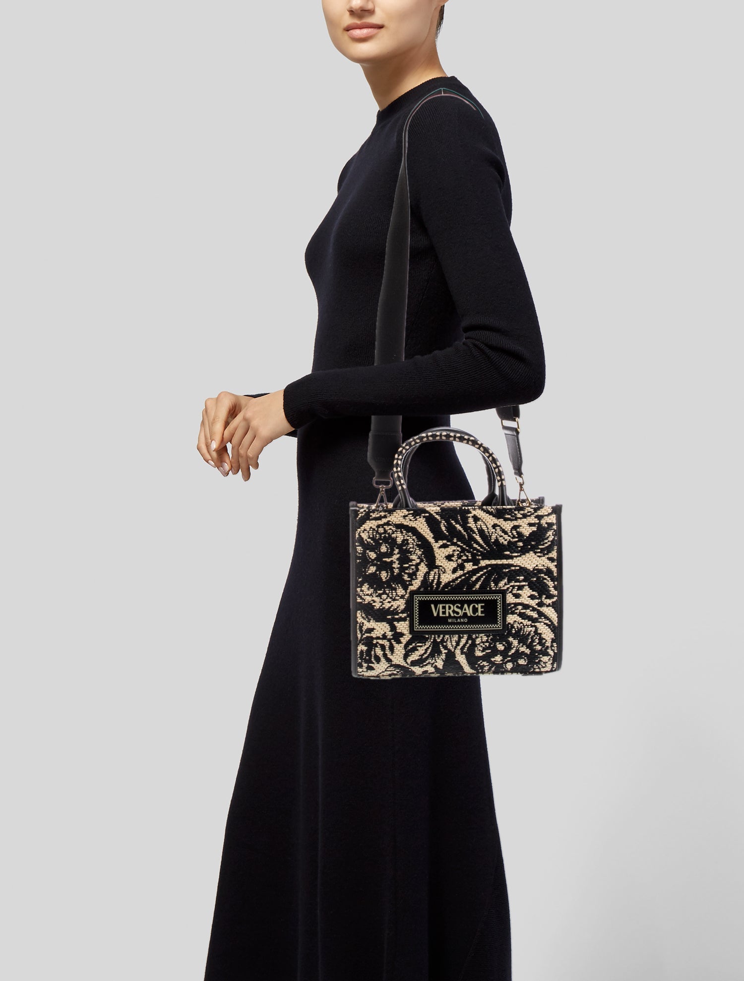 Versace Raffia Top Handle Bag