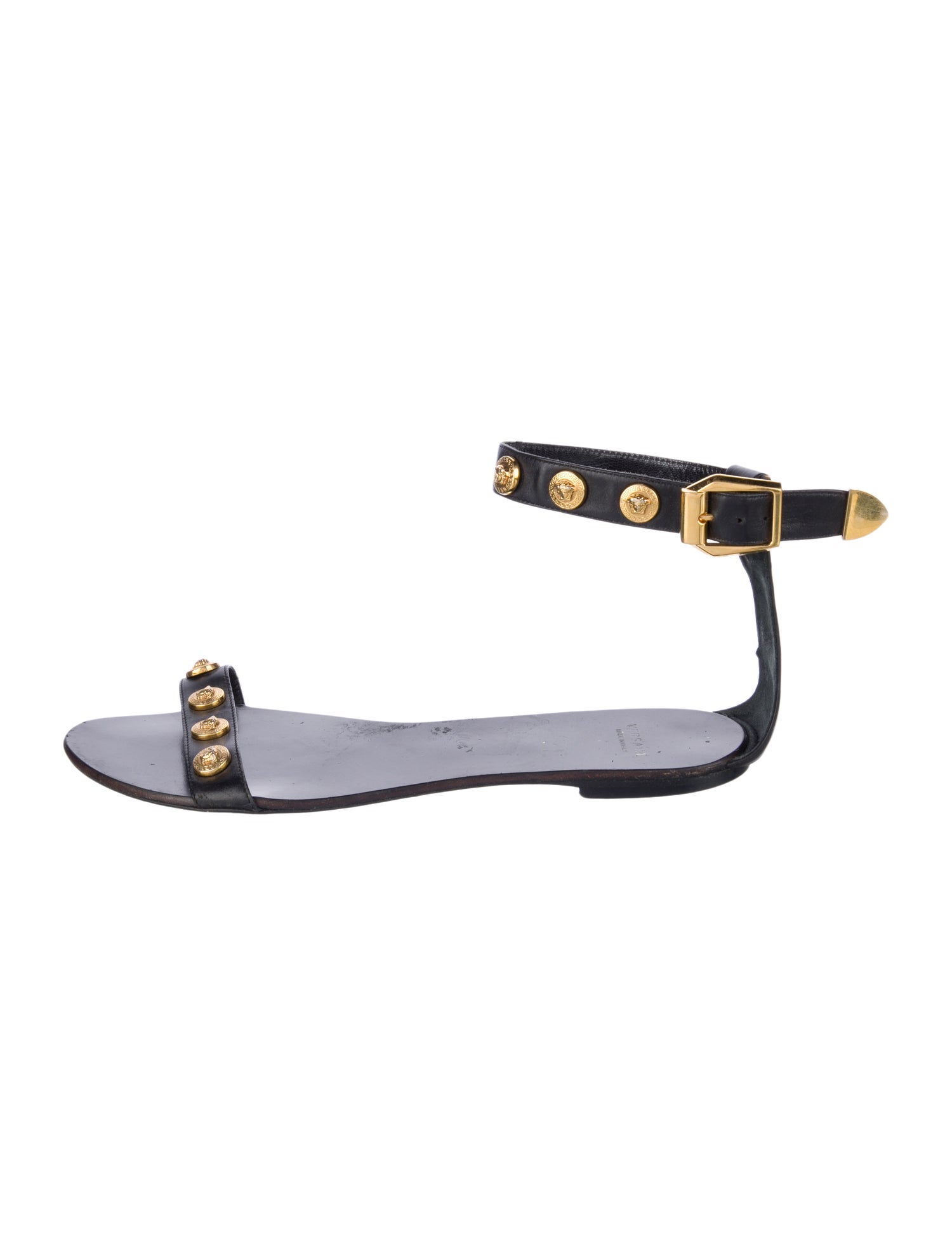 Versace Leather Studded Accents Sandals