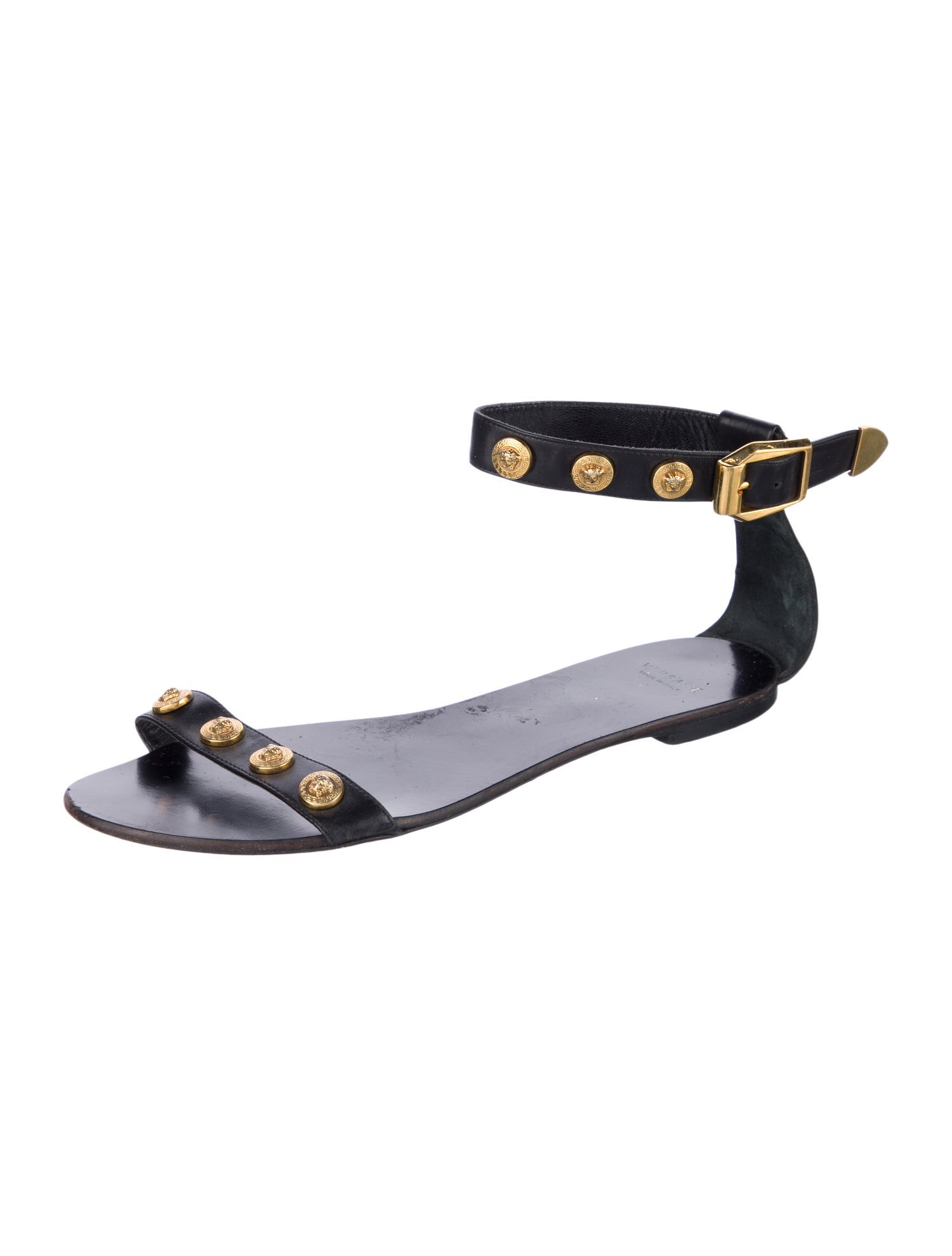 Versace Leather Studded Accents Sandals