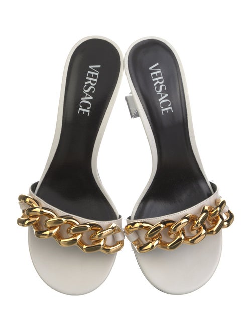 Versace Leather Chain-Link Accents Slides
