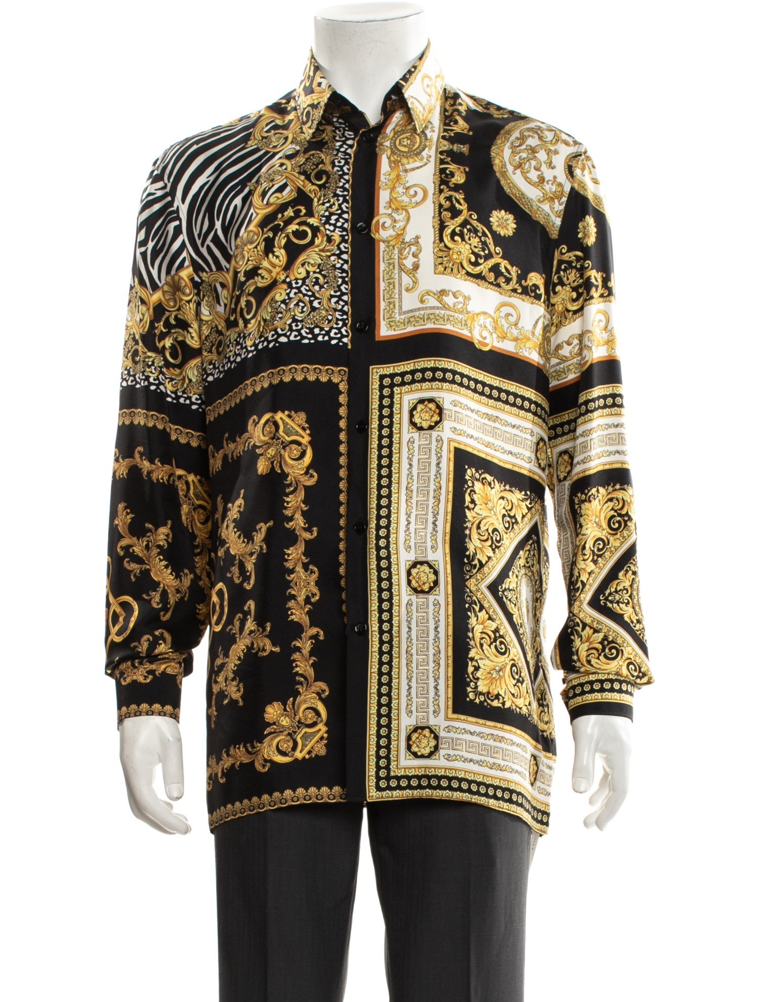 Versace Silk Printed Polo Shirt