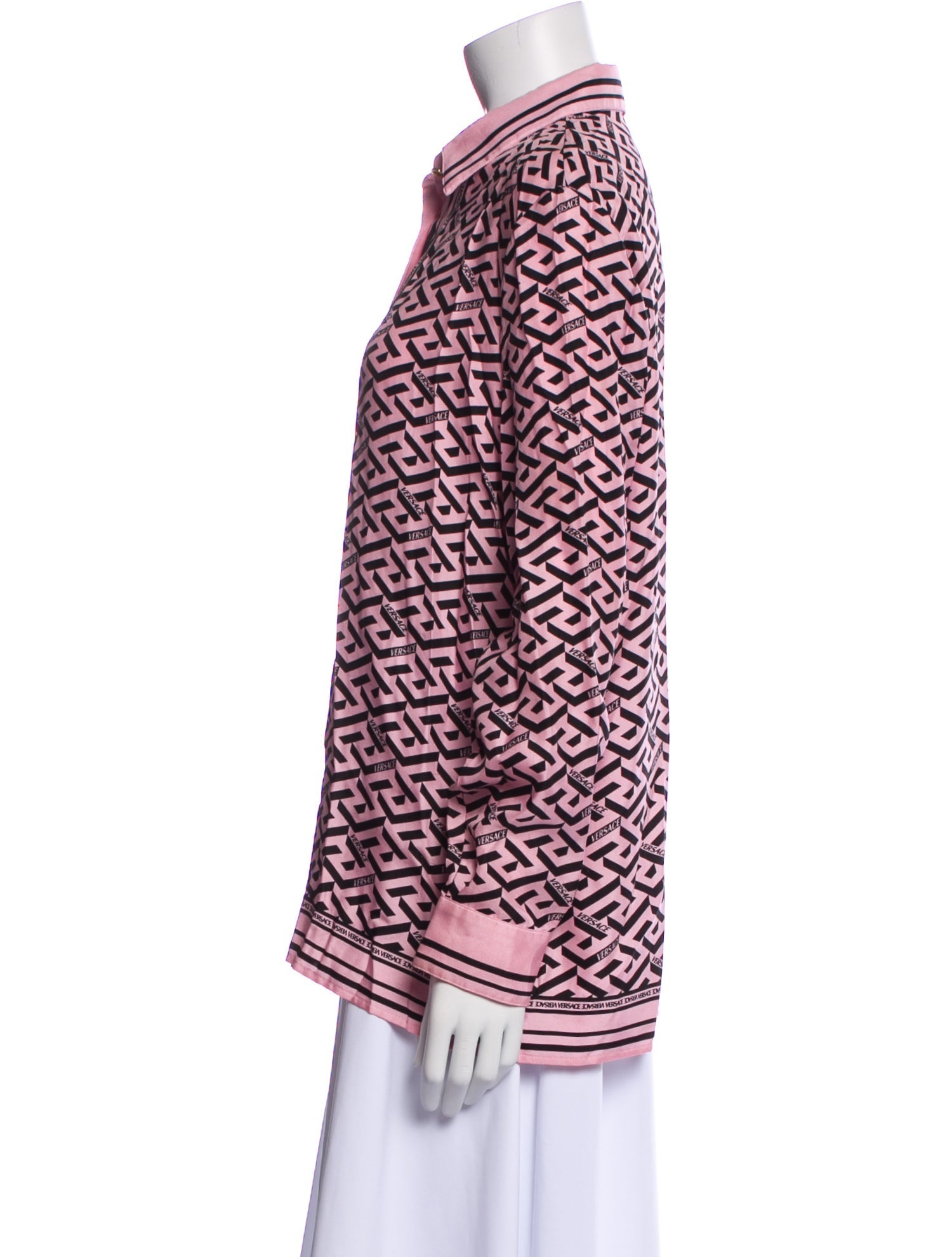 Versace Silk Printed Button-Up Top