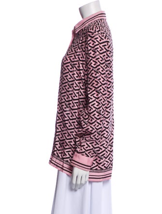 Versace Silk Printed Button-Up Top