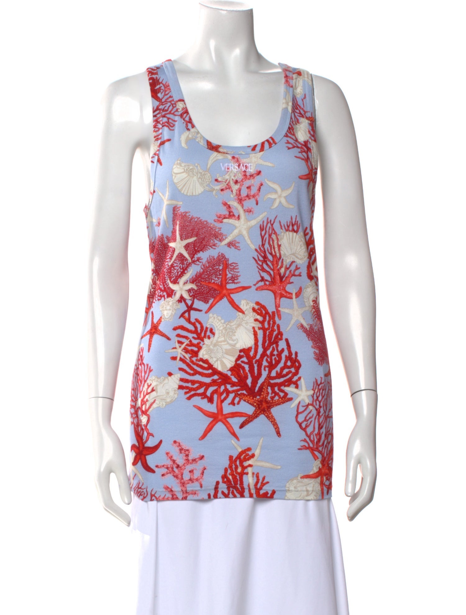 Versace Printed Scoop Neck Top w/ Tags