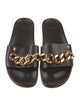 Versace Leather Chain-Link Accents Slides