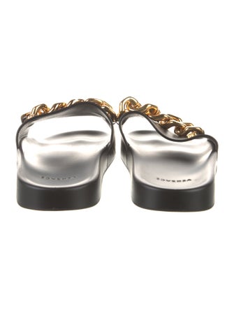 Versace Leather Chain-Link Accents Slides