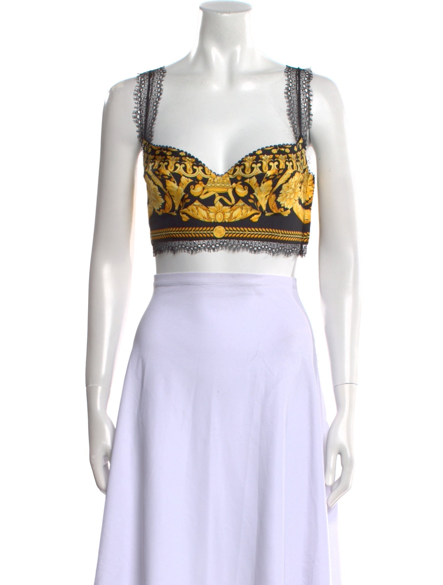 Versace Printed Square Neckline Crop Top w/ Tags
