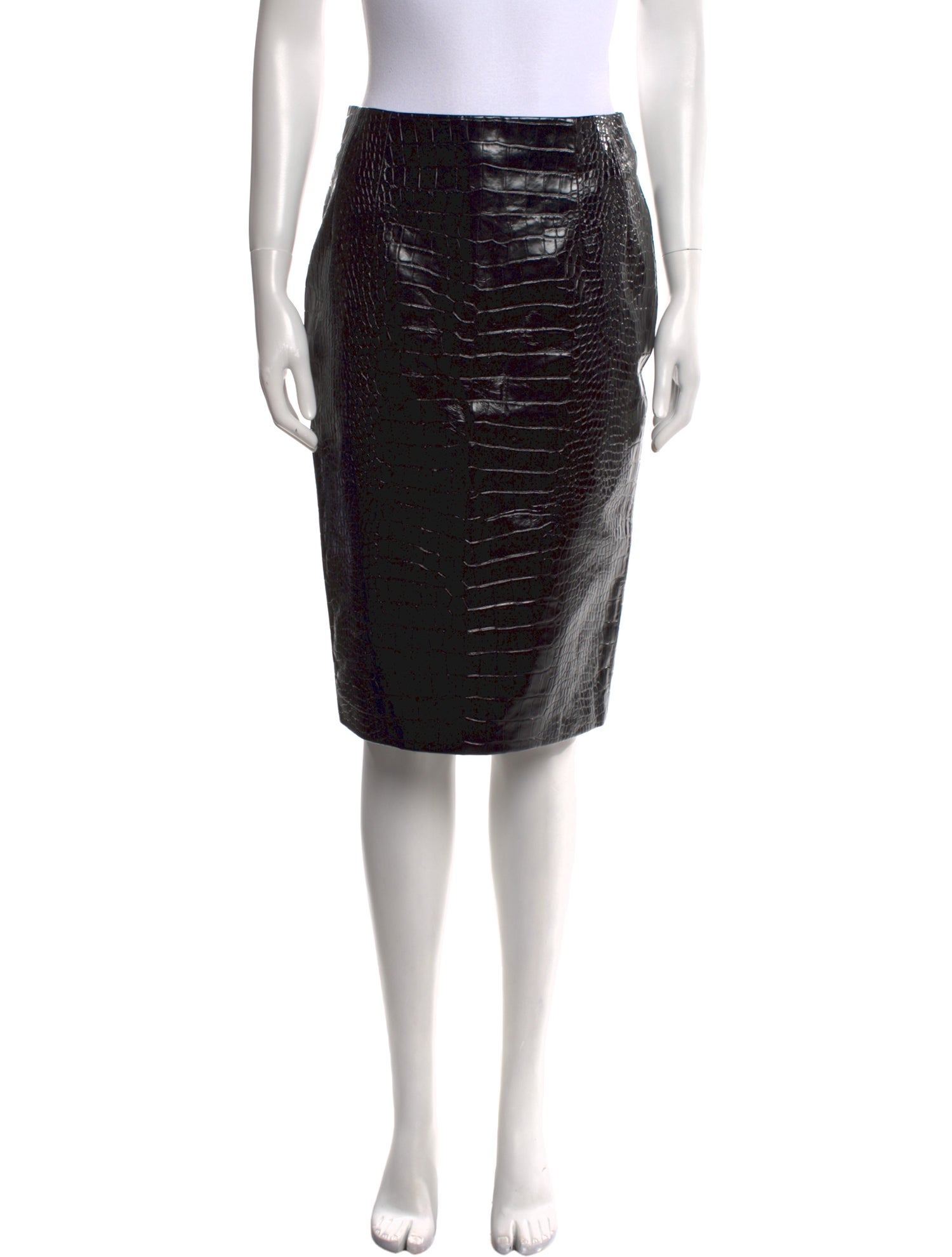 Versace Calf Leather Knee-Length Skirt