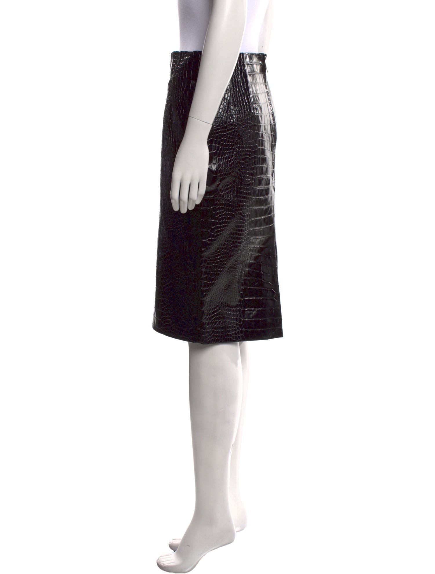 Versace Calf Leather Knee-Length Skirt