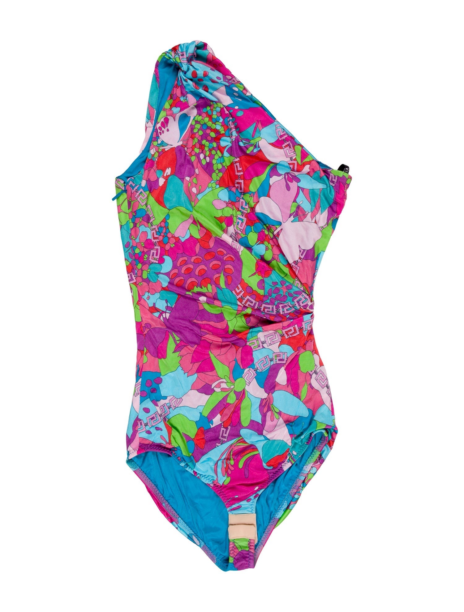 Versace Floral Print One-Shoulder Tunic