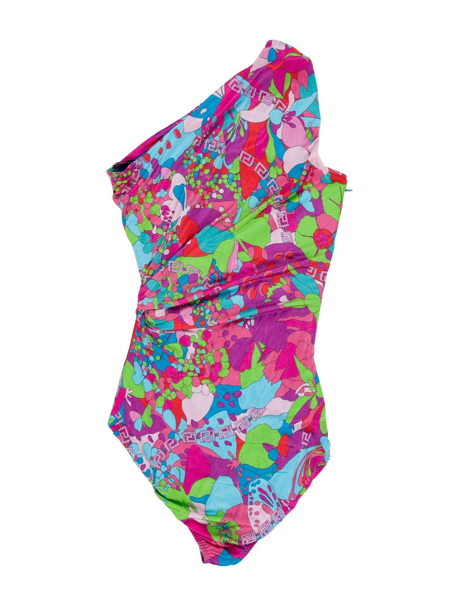 Versace Floral Print One-Shoulder Tunic