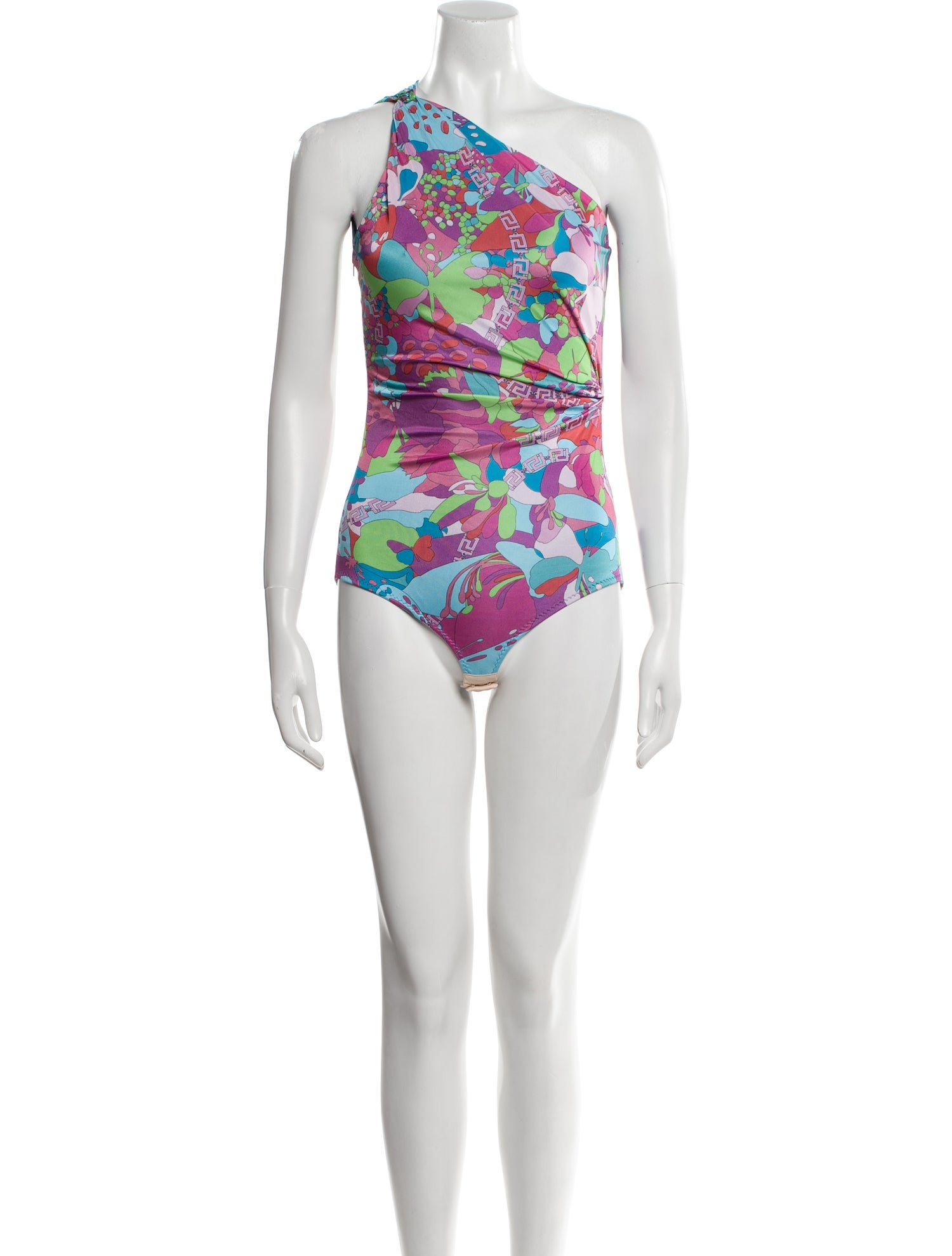 Versace Floral Print One-Shoulder Bodysuit