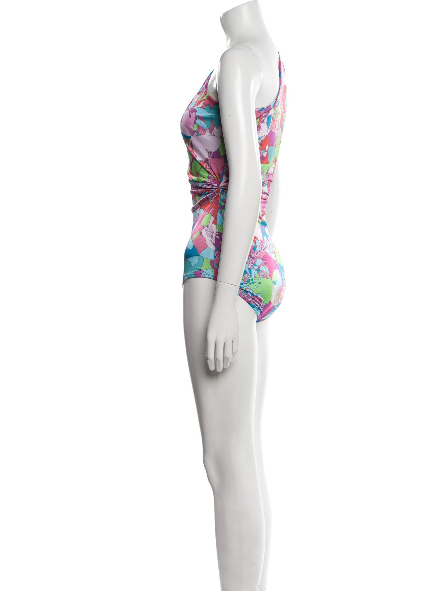 Versace Floral Print One-Shoulder Bodysuit