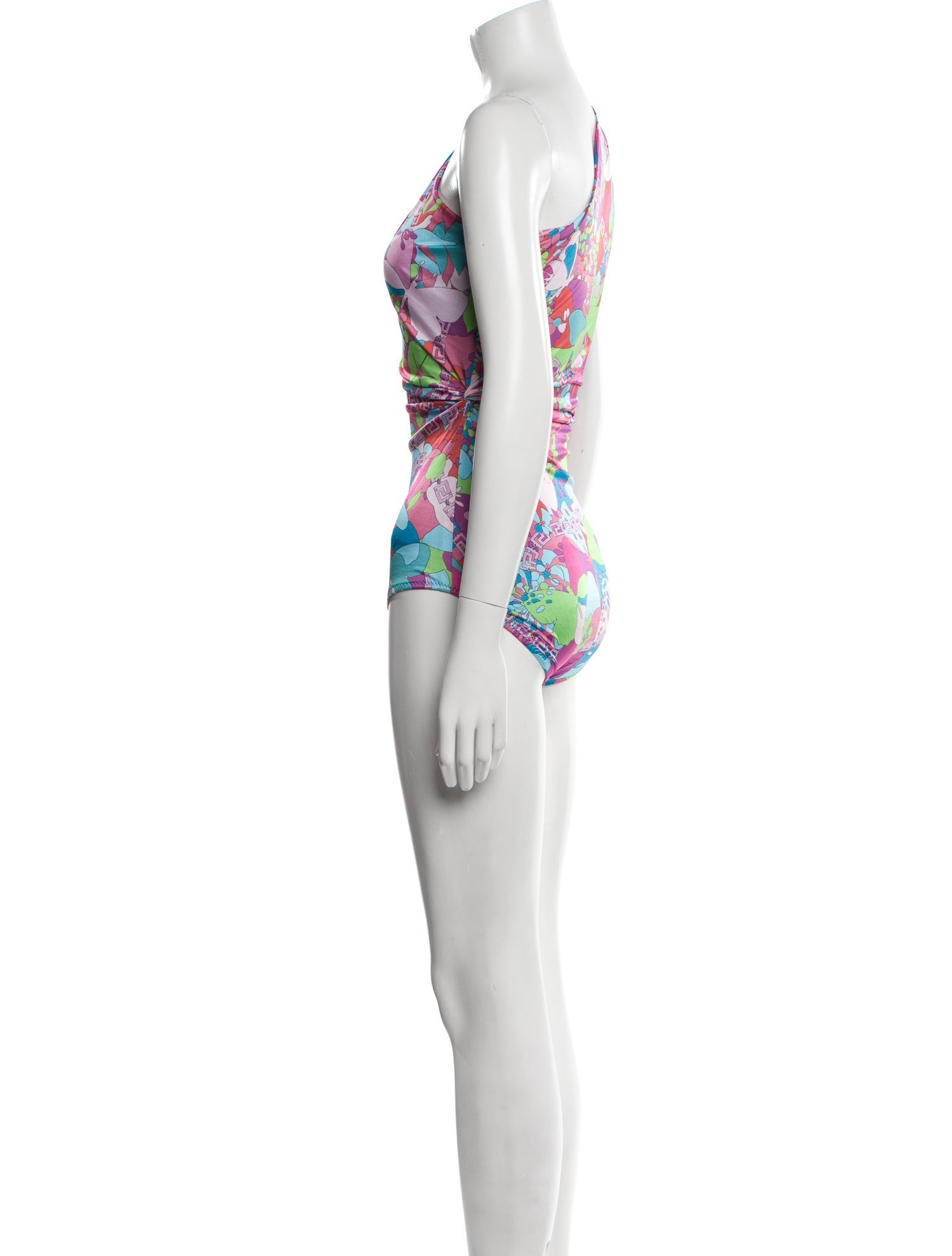 Versace Floral Print One-Shoulder Bodysuit