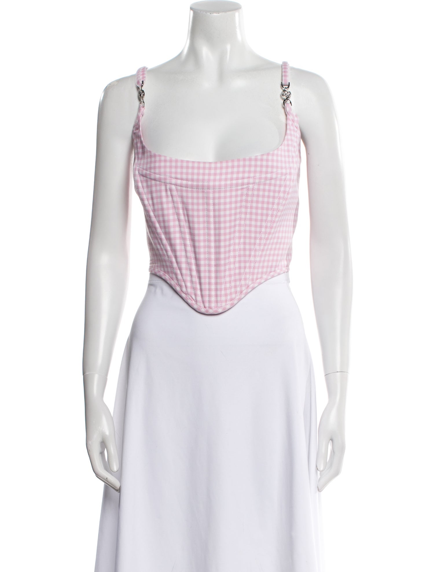 Versace Virgin Wool Plaid Print Crop Top w/ Tags