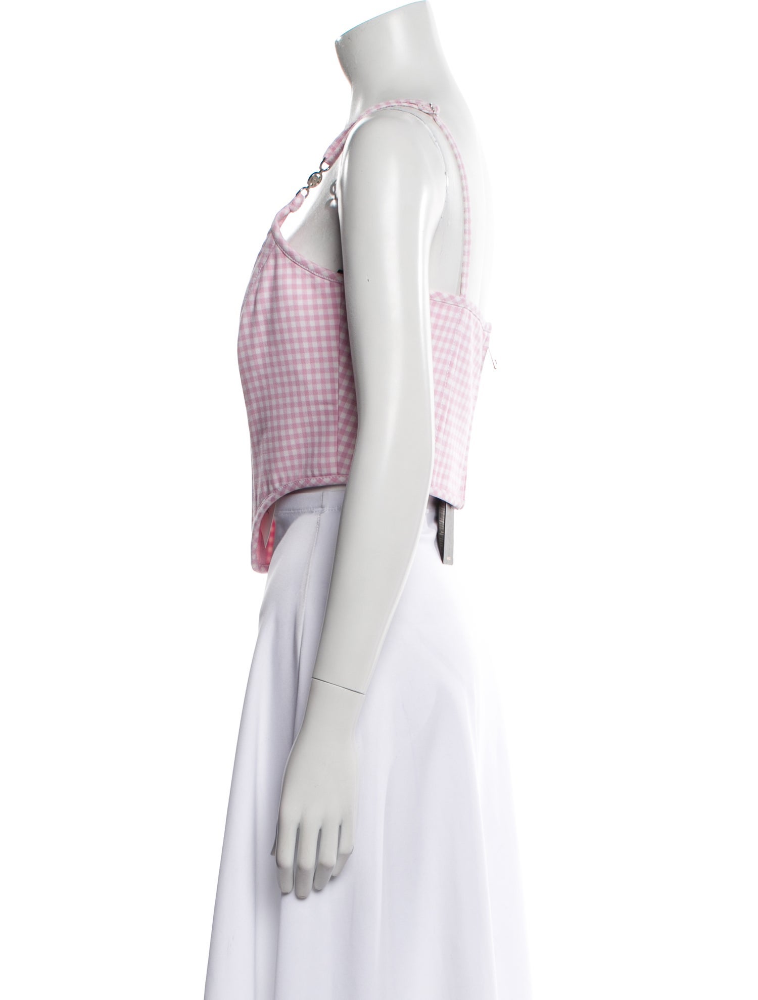 Versace Virgin Wool Plaid Print Crop Top w/ Tags