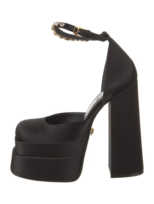 Versace Satin Crystal Embellishments D'Orsay Pumps