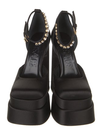 Versace Satin Crystal Embellishments D'Orsay Pumps