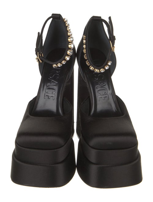 Versace Satin Crystal Embellishments D'Orsay Pumps
