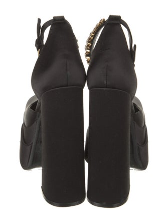 Versace Satin Crystal Embellishments D'Orsay Pumps