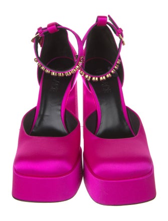 Versace Satin Crystal Embellishments D'Orsay Pumps
