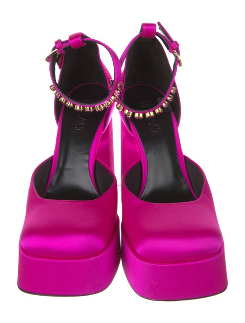 Versace Satin Crystal Embellishments D'Orsay Pumps