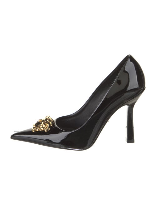 Versace Patent Leather Leather Trim Embellishment Pumps