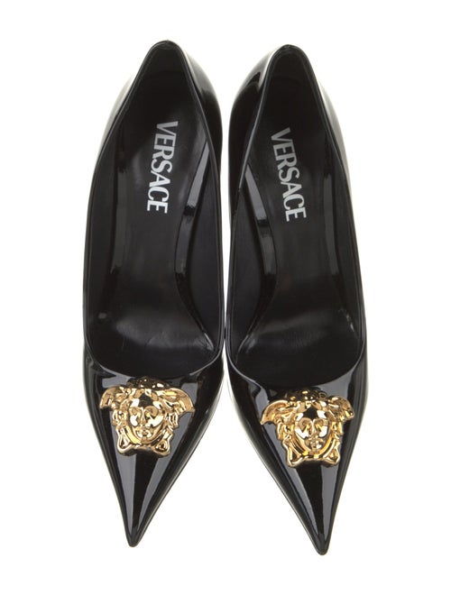Versace Patent Leather Leather Trim Embellishment Pumps