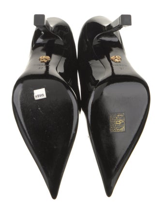 Versace Patent Leather Leather Trim Embellishment Pumps