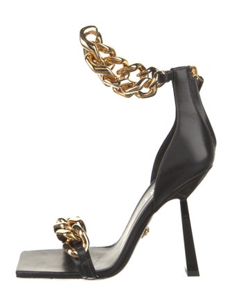 Versace Leather Animal Print Sandals