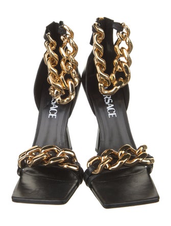 Versace Leather Animal Print Sandals