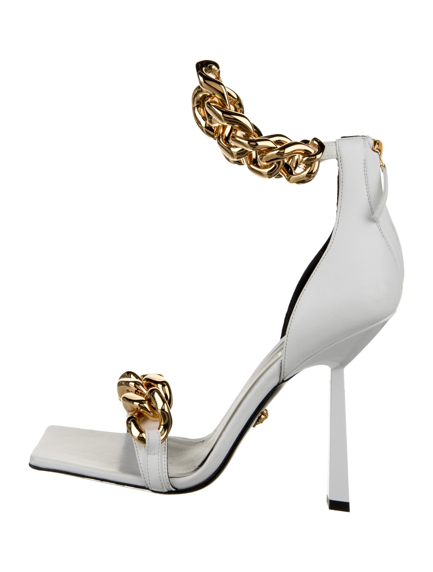 Versace Leather Chain-Link Accents Sandals