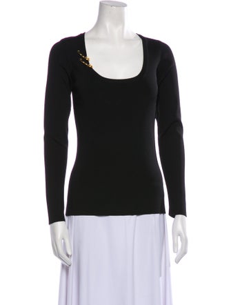 Versace Scoop Neck Long Sleeve Top