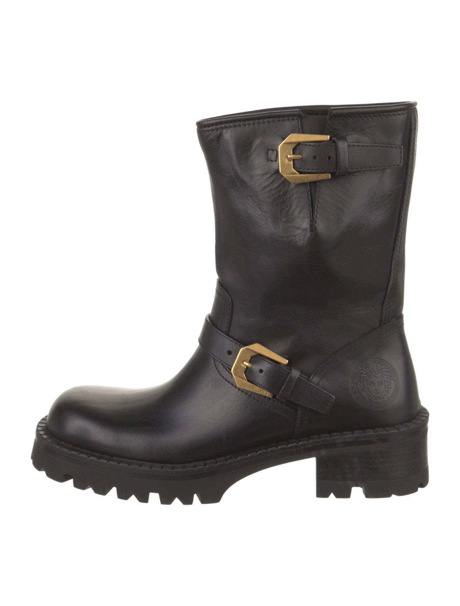 Versace Leather Moto Boots