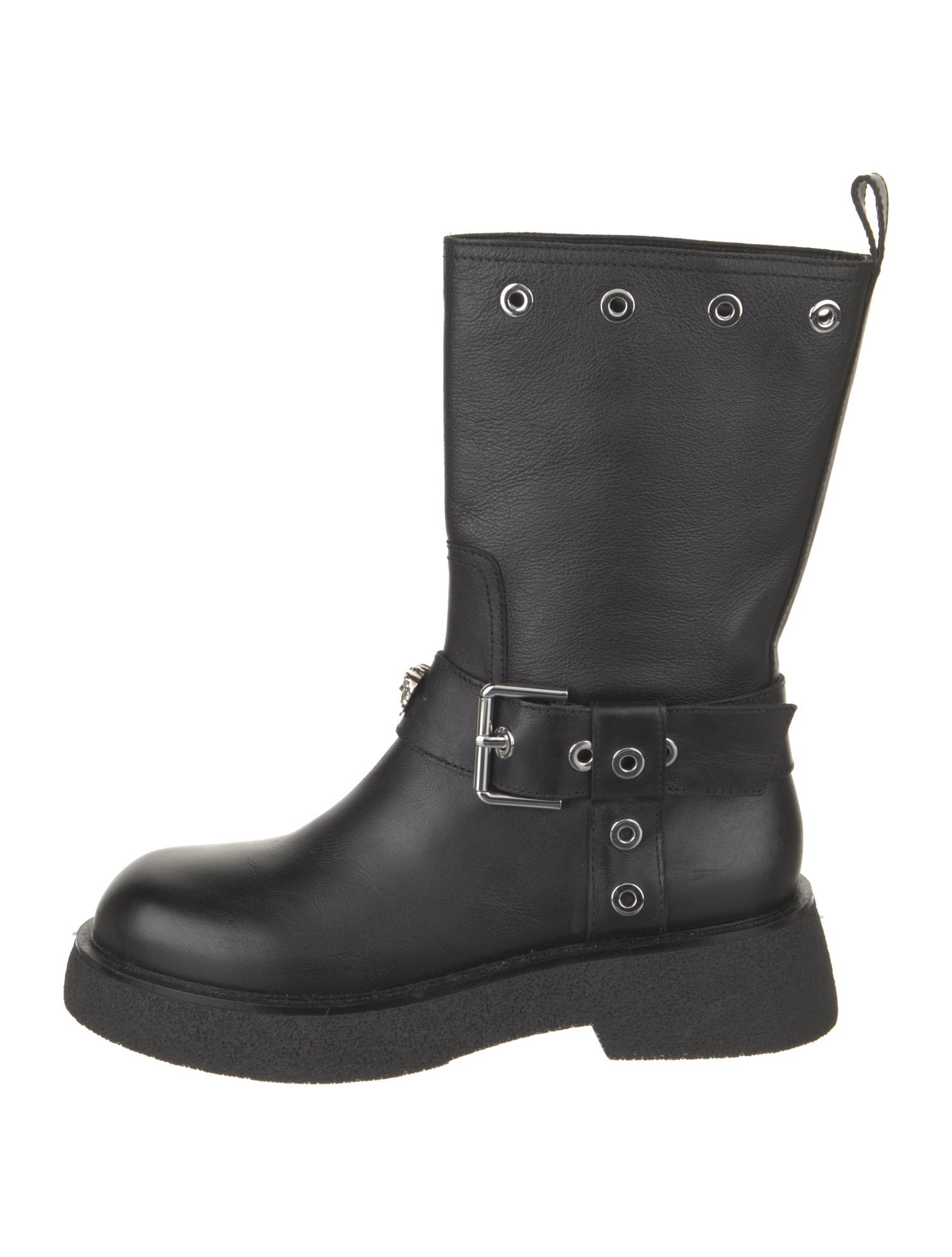 Versace Leather Studded Accents Moto Boots