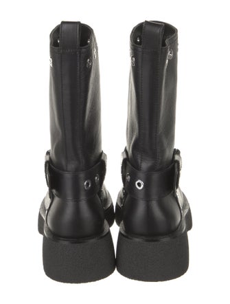 Versace Leather Studded Accents Moto Boots