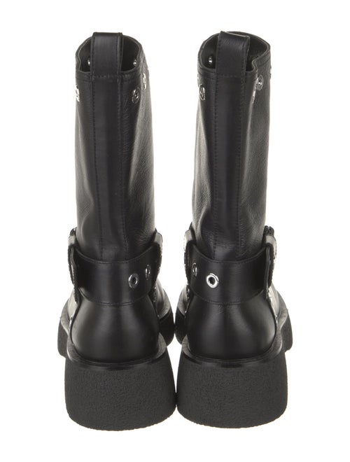 Versace Leather Studded Accents Moto Boots